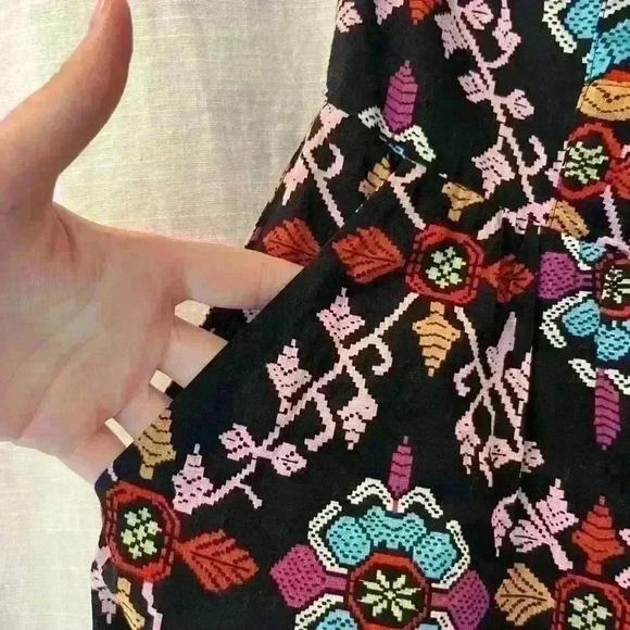 Anthropologie Edme & Esyllte Primula Black Floral Halter Dress Size 2 Small - Picture 5 of 8